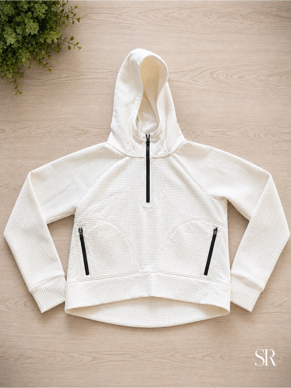 DSG Perforated Quarter Zip Pullover Hoodie SZ M NWT Off-White